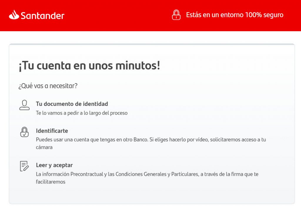 Documentos para abrir la Cuenta Online Santander