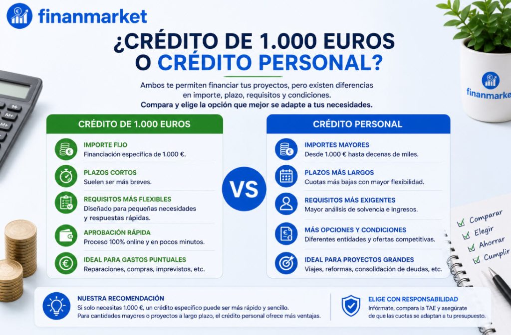 Crédito de 1.000 euros o minipréstamo